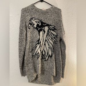 Oversized Black and White Eagle Sweater
